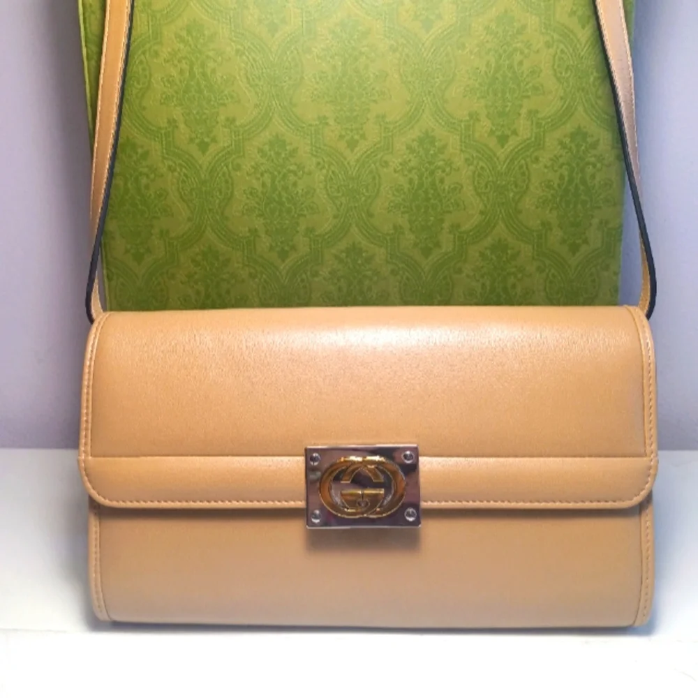 NEW! GUCCI MATISSE LEATHER BAG SOFT LEATHER BEIGE CLAIRE SILVER/GOLD GG LOCK - Picture 7 of 16